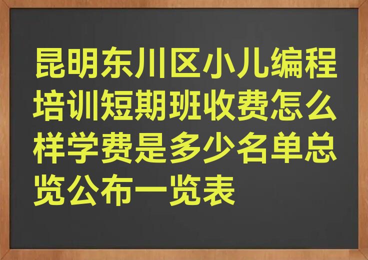 十大昆明东川区小儿编程培训短期班收费怎么样学费是多少名单总览公布一览表排行榜