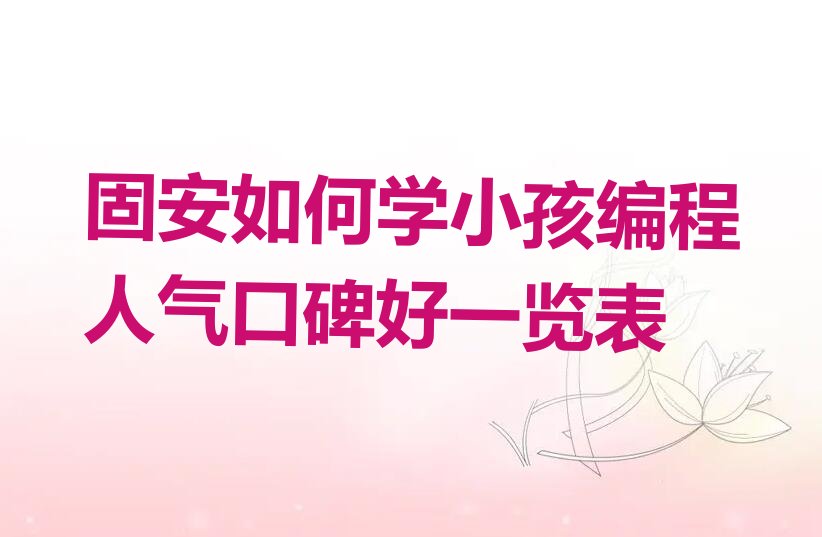 固安小孩编程培训学校