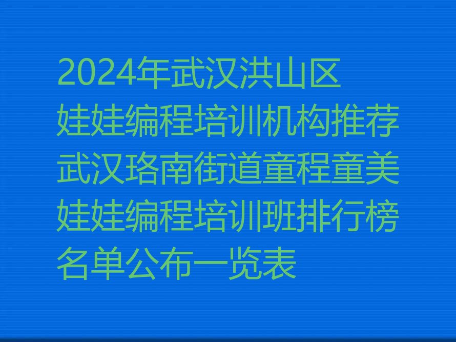 武汉洪山区少儿编程培训班