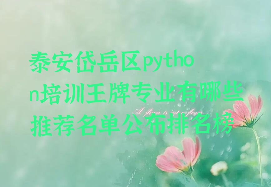 十大泰安岱岳区python培训王牌专业有哪些推荐名单公布排名榜排行榜
