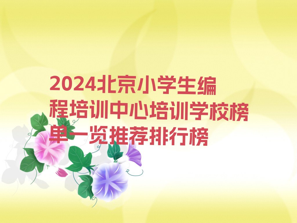 北京少儿编程培训学校