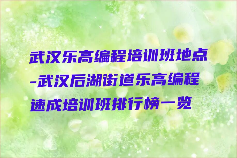 十大武汉乐高编程培训班地点-武汉后湖街道乐高编程速成培训班排行榜一览排行榜