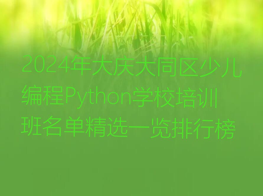 十大2024年大庆大同区少儿编程Python学校培训班名单精选一览排行榜排行榜