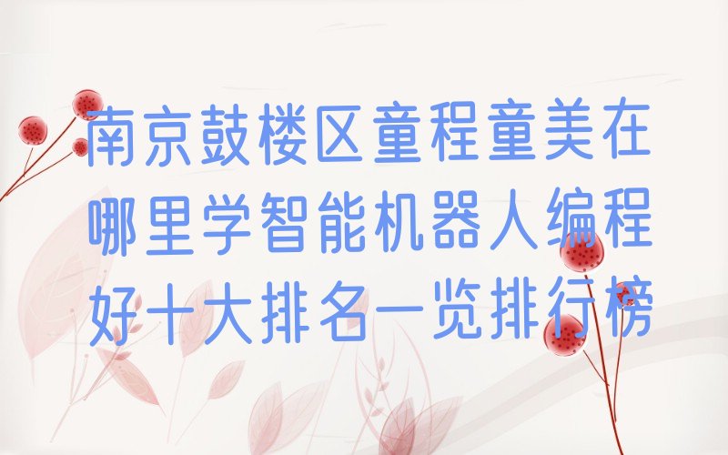 南京鼓楼区挹江门街道智能机器人编程培训学校