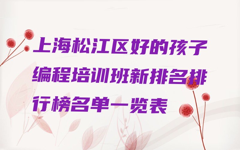 上海松江区少儿编程培训学校