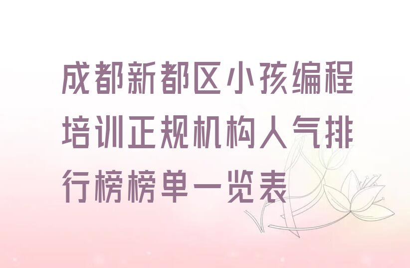 成都新都区新都街道小孩编程培训学校