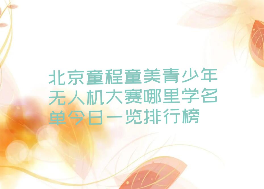 十大北京童程童美青少年无人机大赛哪里学名单今日一览排行榜排行榜