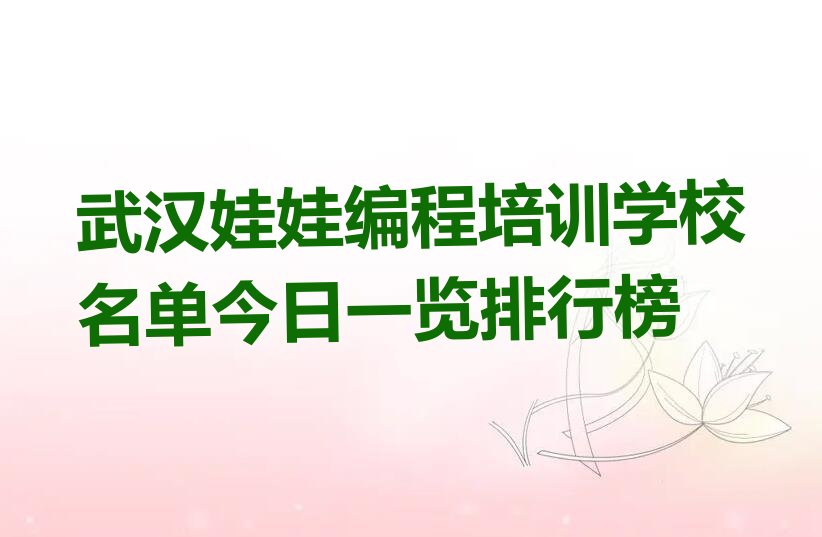 十大武汉娃娃编程培训学校名单今日一览排行榜排行榜