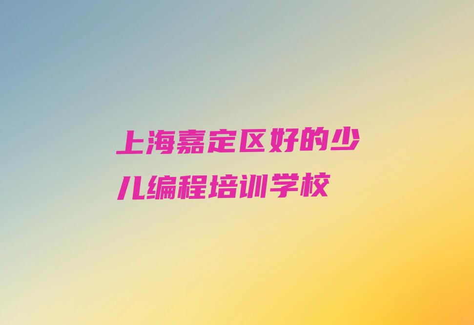 上海嘉定区江桥镇少儿编程培训学校