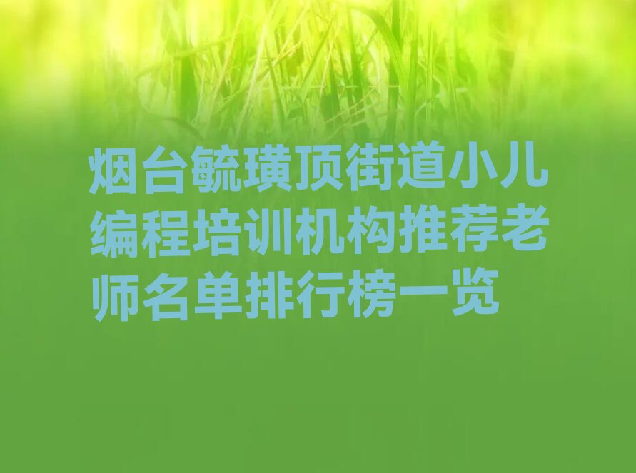 烟台少儿编程培训学校