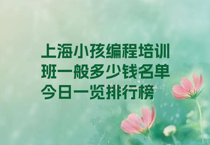 十大上海小孩编程培训班一般多少钱名单今日一览排行榜排行榜