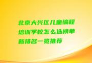 北京大兴区儿童编程培训学校怎么选榜单新排名一览推荐