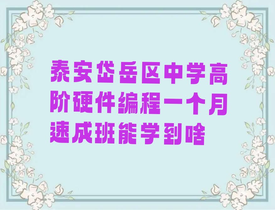 泰安岱岳区北集坡街道中学高阶硬件编程培训学校