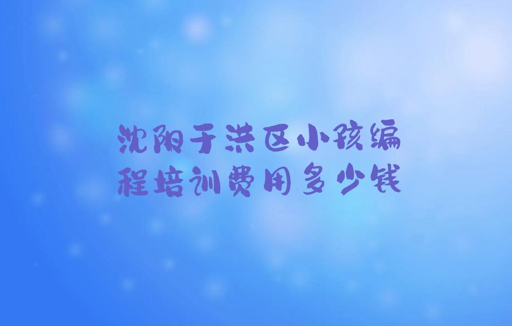 沈阳于洪区小孩编程培训学校