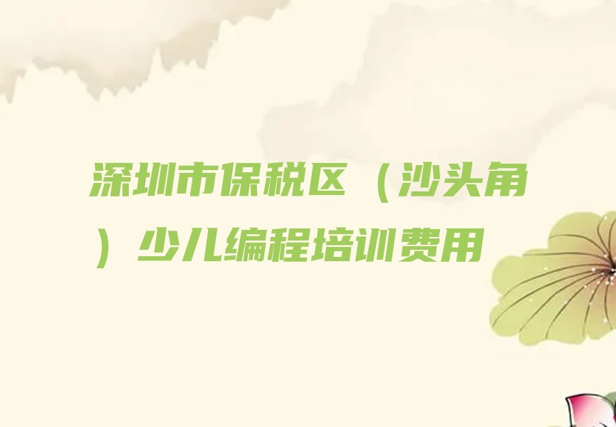 十大深圳市保税区（沙头角）少儿编程培训费用排行榜