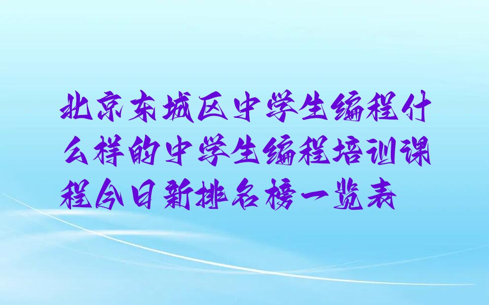 北京东城区中学生编程培训学校