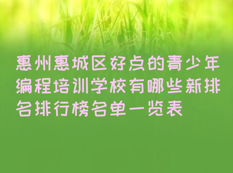 惠州少儿编程培训班