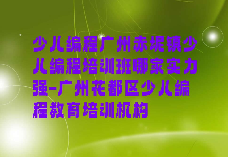 广州花都区赤坭镇少儿编程培训学校