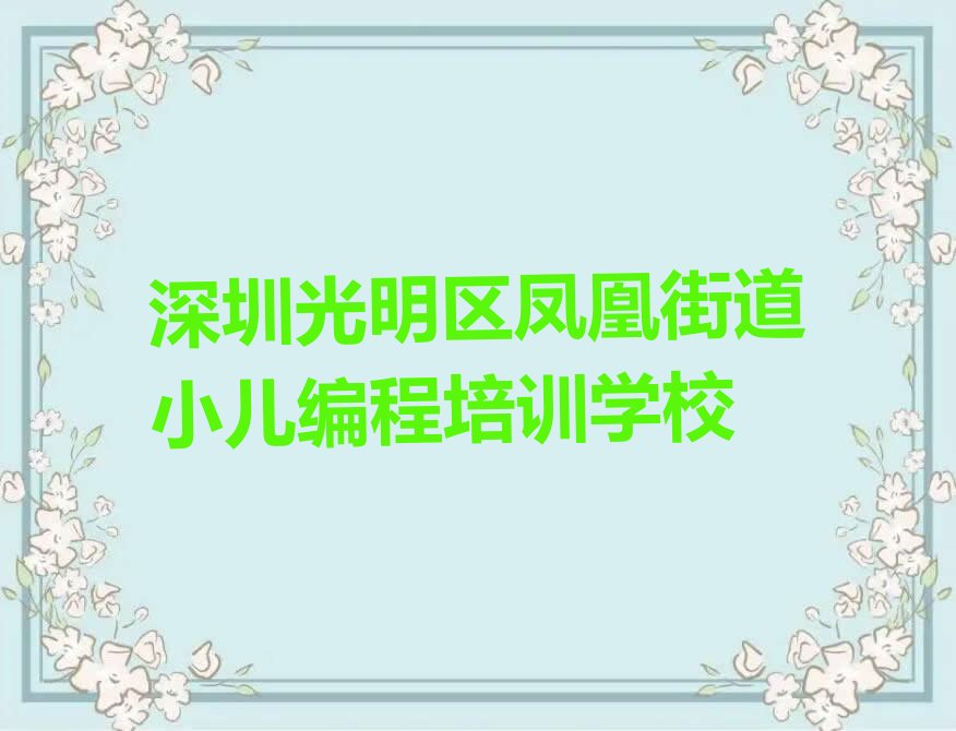 深圳光明区凤凰街道小儿编程培训学校