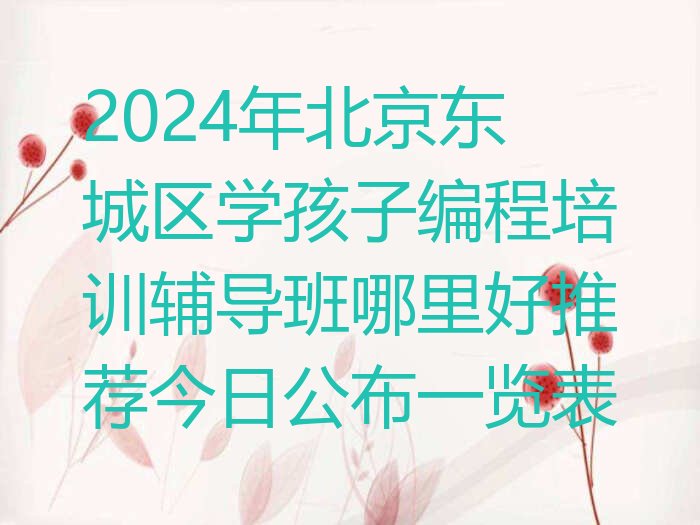 十大2024年北京东城区学孩子编程培训辅导班哪里好推荐今日公布一览表排行榜
