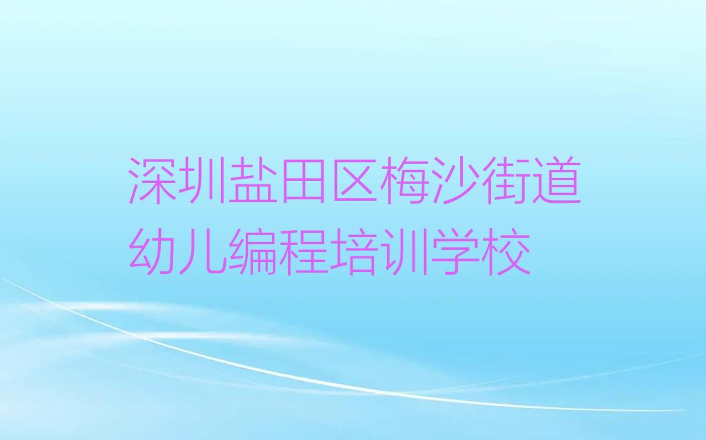 深圳盐田区梅沙街道幼儿编程培训学校