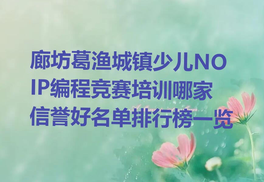 十大廊坊葛渔城镇少儿NOIP编程竞赛培训哪家信誉好名单排行榜一览排行榜