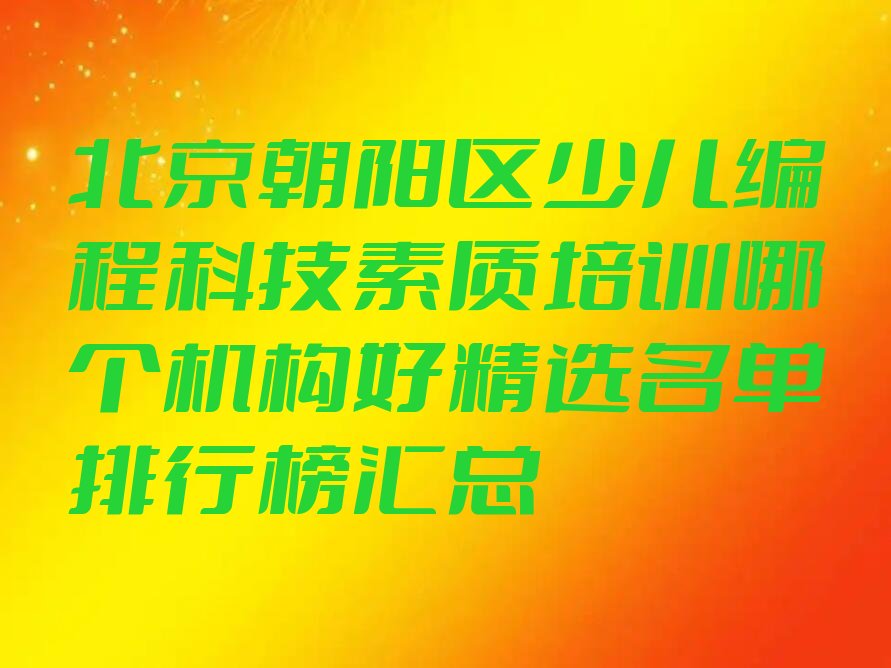 北京朝阳区少儿编程培训班