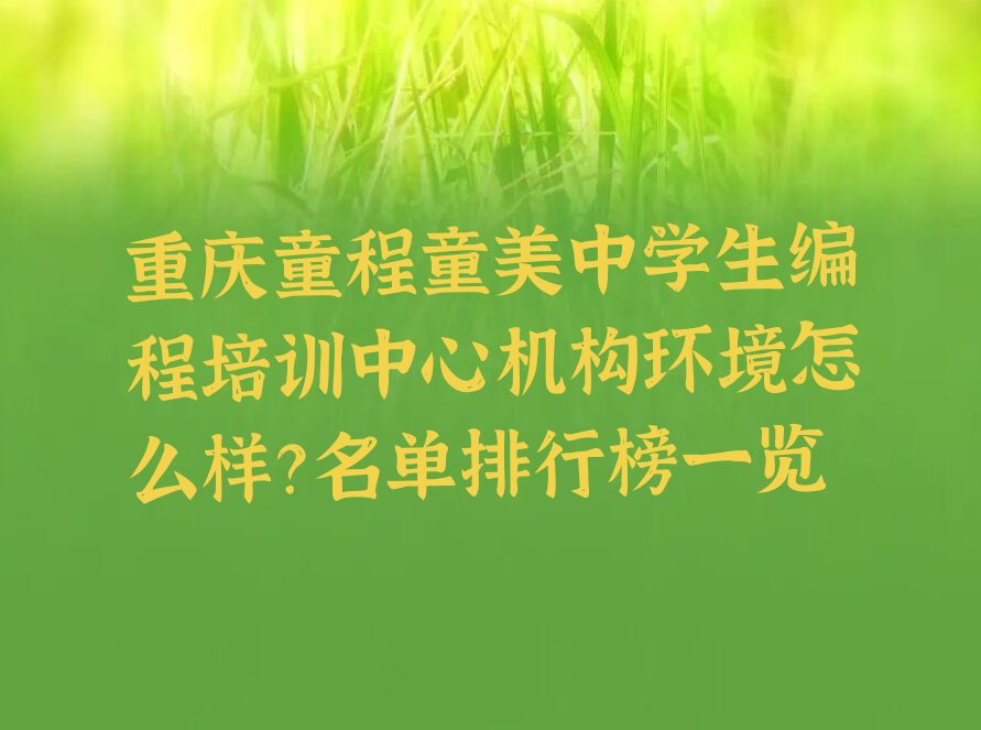 十大重庆童程童美中学生编程培训中心机构环境怎么样？名单排行榜一览排行榜
