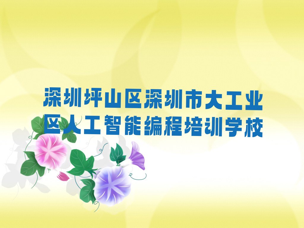 深圳坪山区深圳市大工业区人工智能编程培训学校