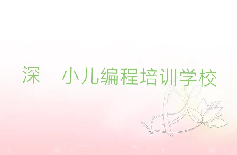 深圳小儿编程培训学校