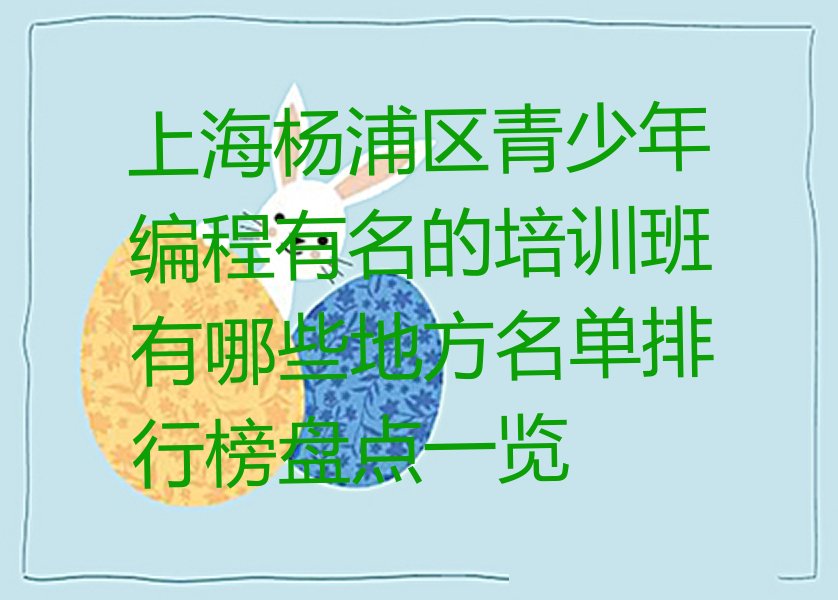 上海杨浦区青少年编程培训学校