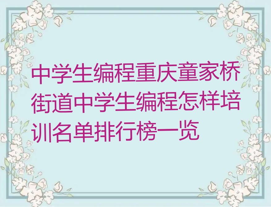 重庆沙坪坝区中学生编程培训学校