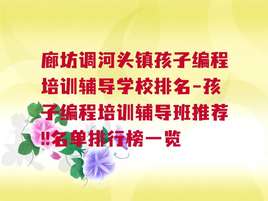 廊坊孩子编程培训学校