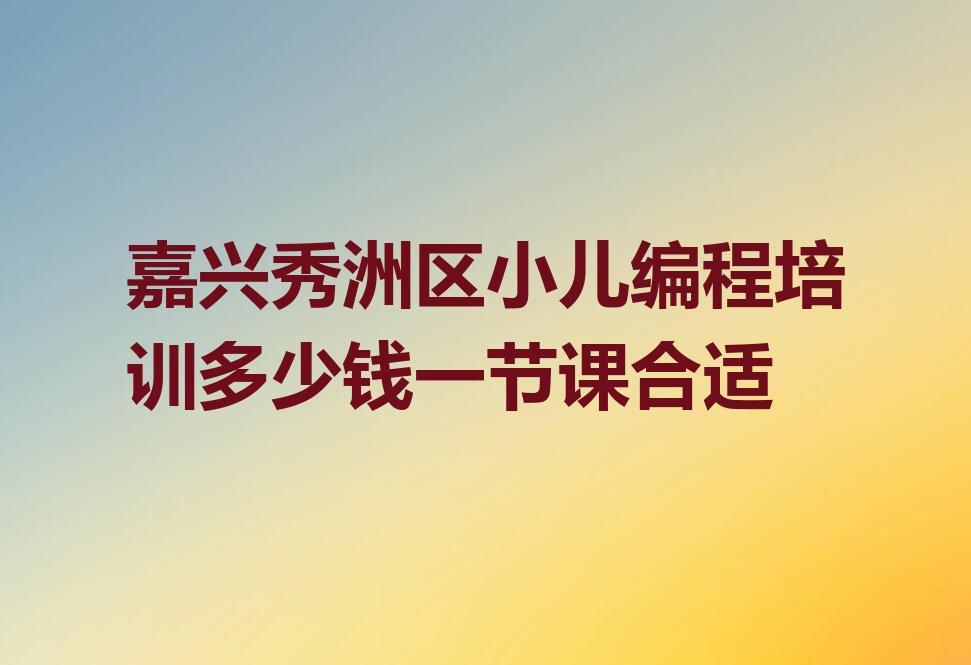 嘉兴秀洲区小儿编程培训学校