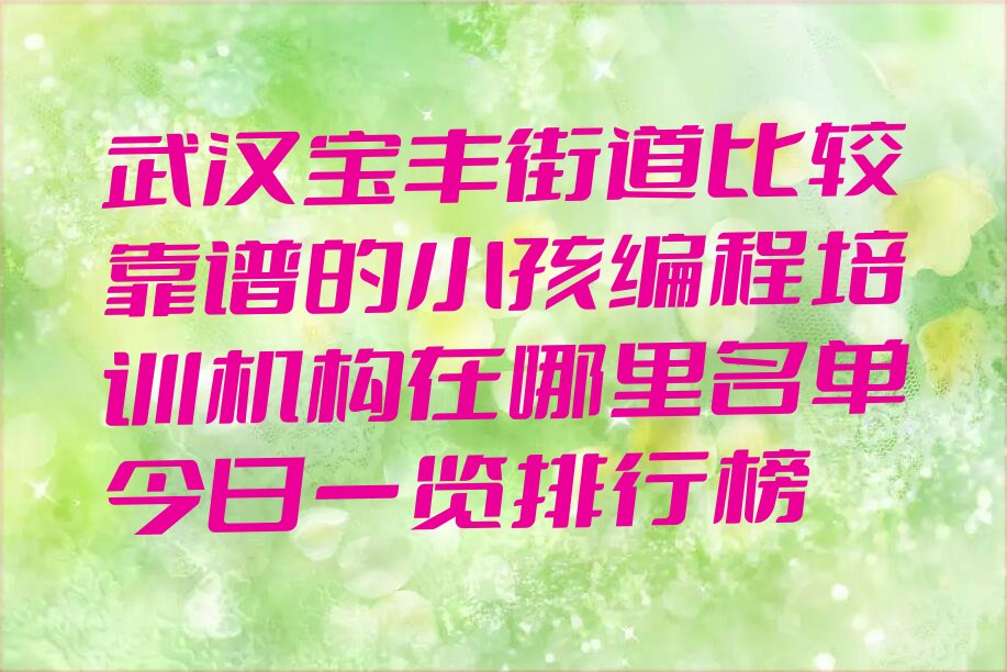 武汉硚口区宝丰街道小孩编程培训学校