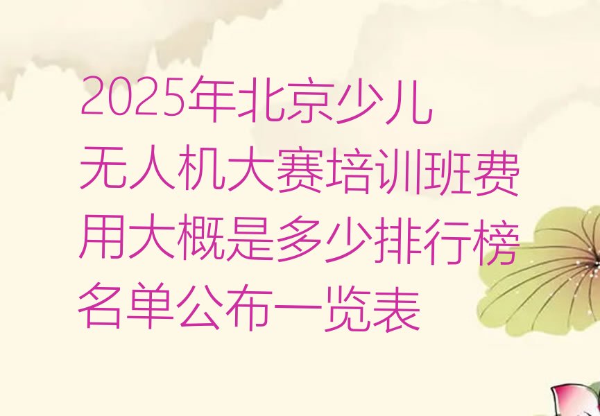 十大2025年北京少儿无人机大赛培训班费用大概是多少排行榜名单公布一览表排行榜