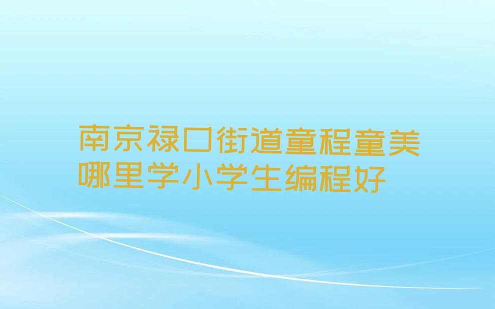 十大南京禄口街道童程童美哪里学小学生编程好排行榜