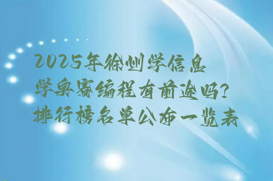 十大2025年徐州学信息学奥赛编程有前途吗?排行榜名单公布一览表排行榜