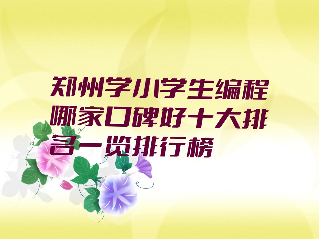 郑州少儿编程培训学校