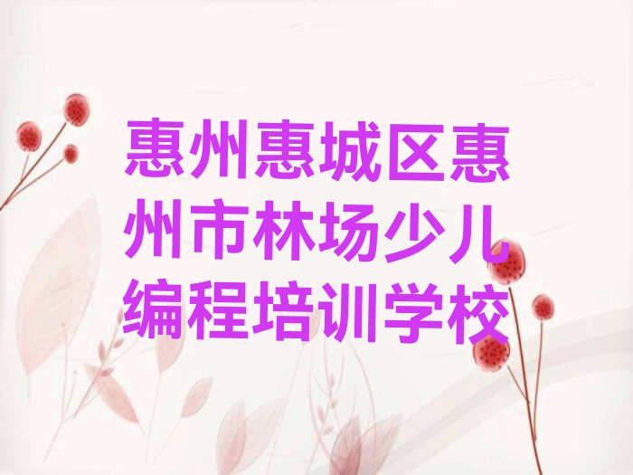 惠州惠城区惠州市林场少儿编程培训学校