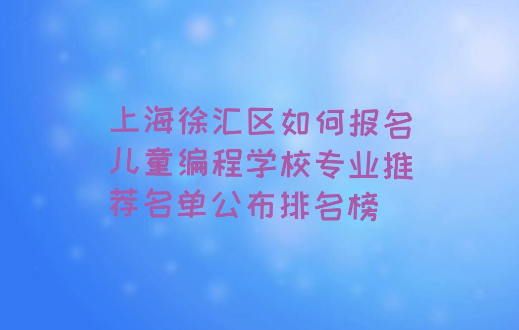上海徐汇区少儿编程培训中心