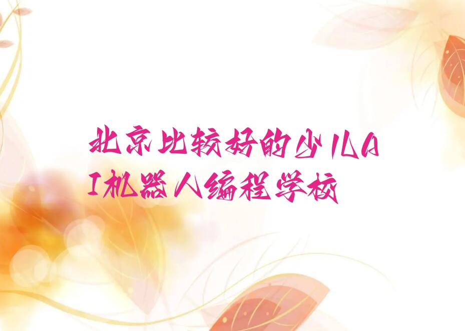 北京大兴区魏善庄镇少儿AI机器人编程培训学校