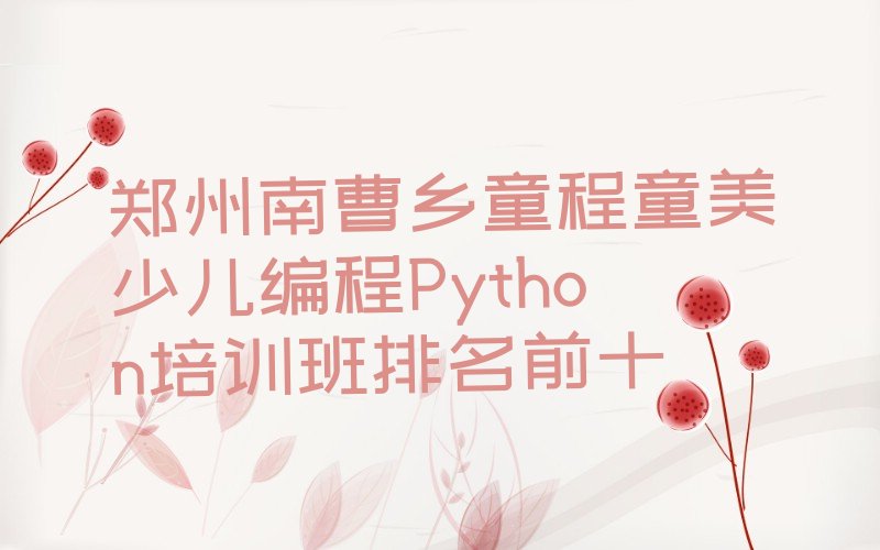 十大郑州南曹乡童程童美少儿编程Python培训班排名前十排行榜