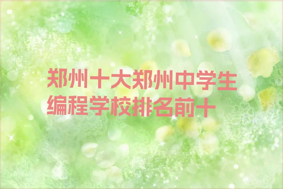 郑州金水区中学生编程培训学校