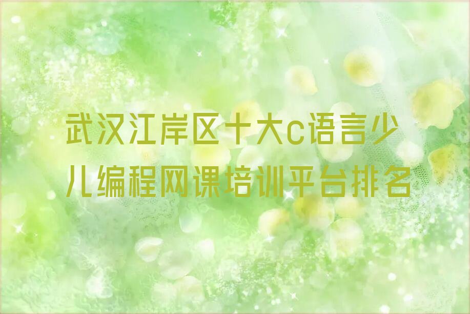 武汉江岸区c语言少儿编程培训学校