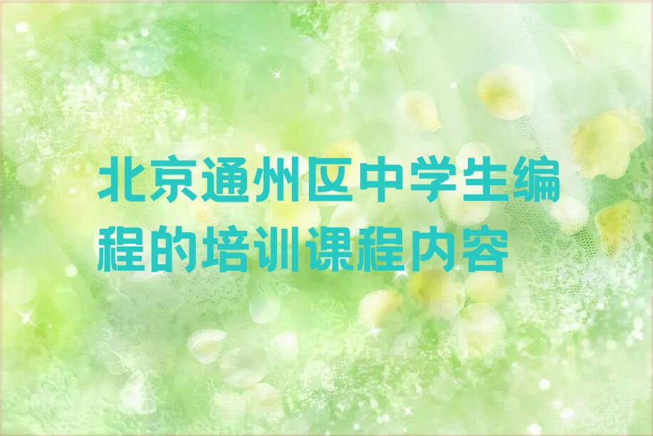 北京通州区中学生编程培训学校