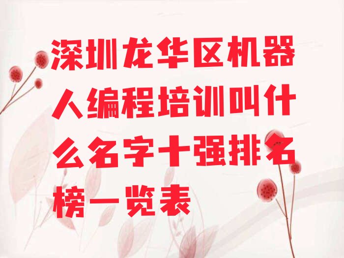 深圳龙华区机器人编程培训学校