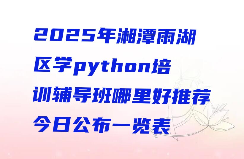 十大2025年湘潭雨湖区学python培训辅导班哪里好推荐今日公布一览表排行榜