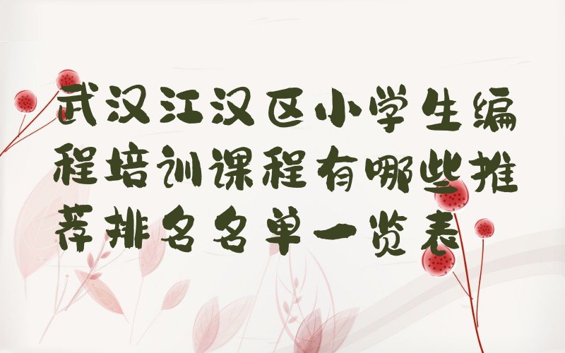 武汉江汉区汉兴街小学生编程培训学校