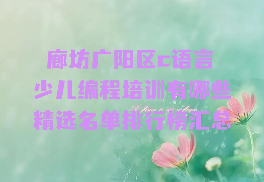 廊坊广阳区c语言少儿编程培训学校